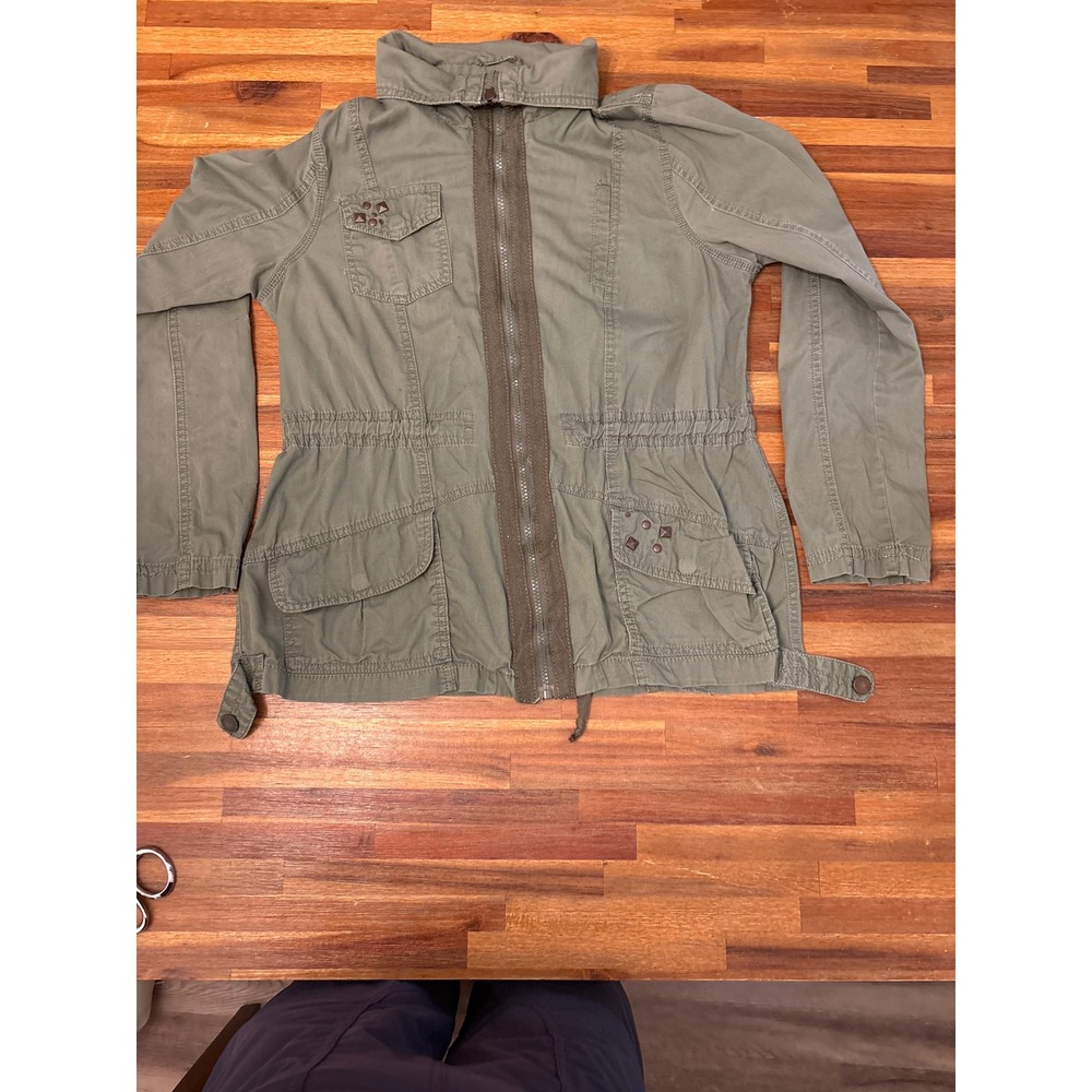 Body Central Utility Jacket Women M Olive Green Excellent Studded Military Cargo